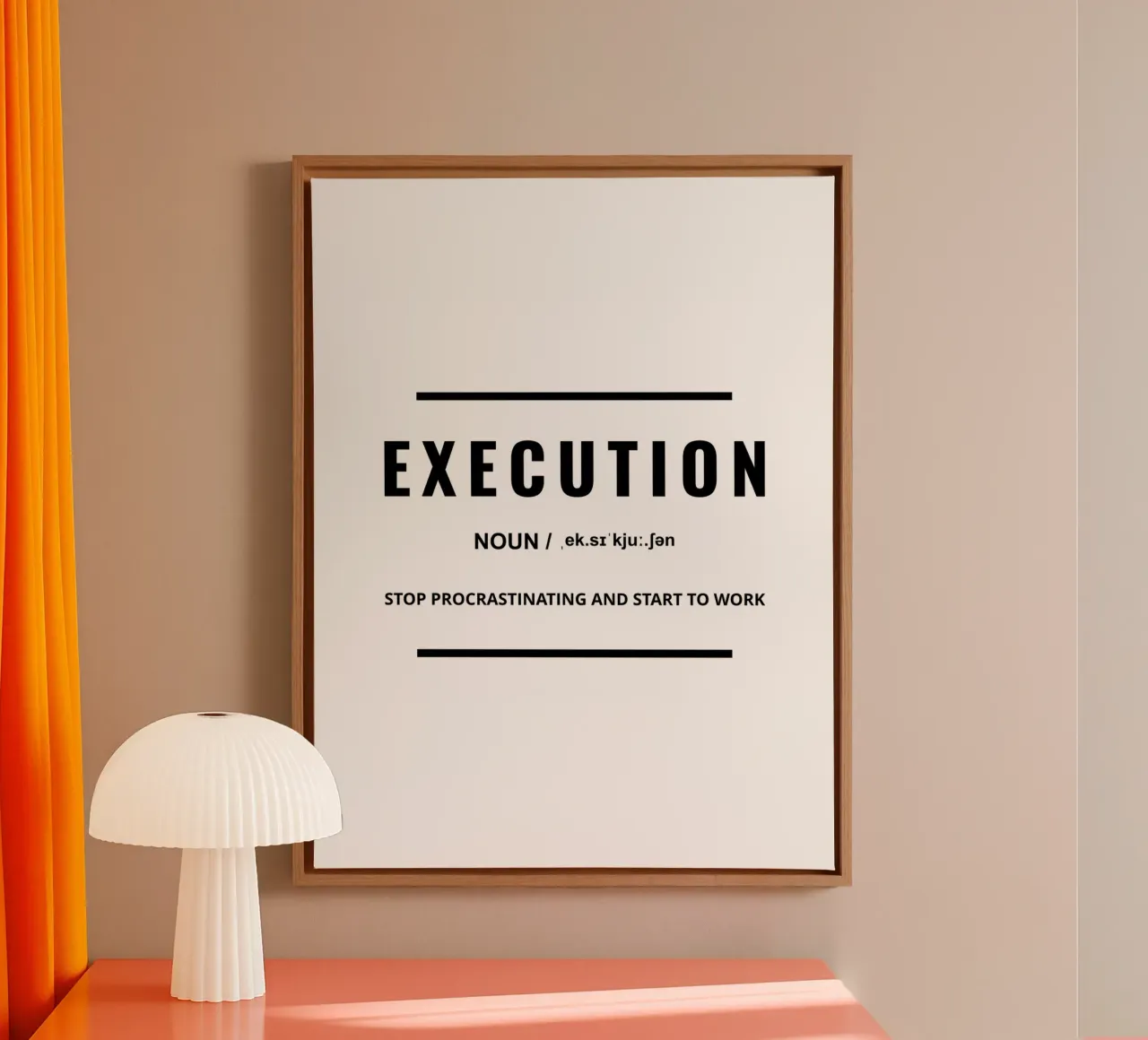 Execution Definition | Motivational Quote canvas with Floater frame by Inspirify