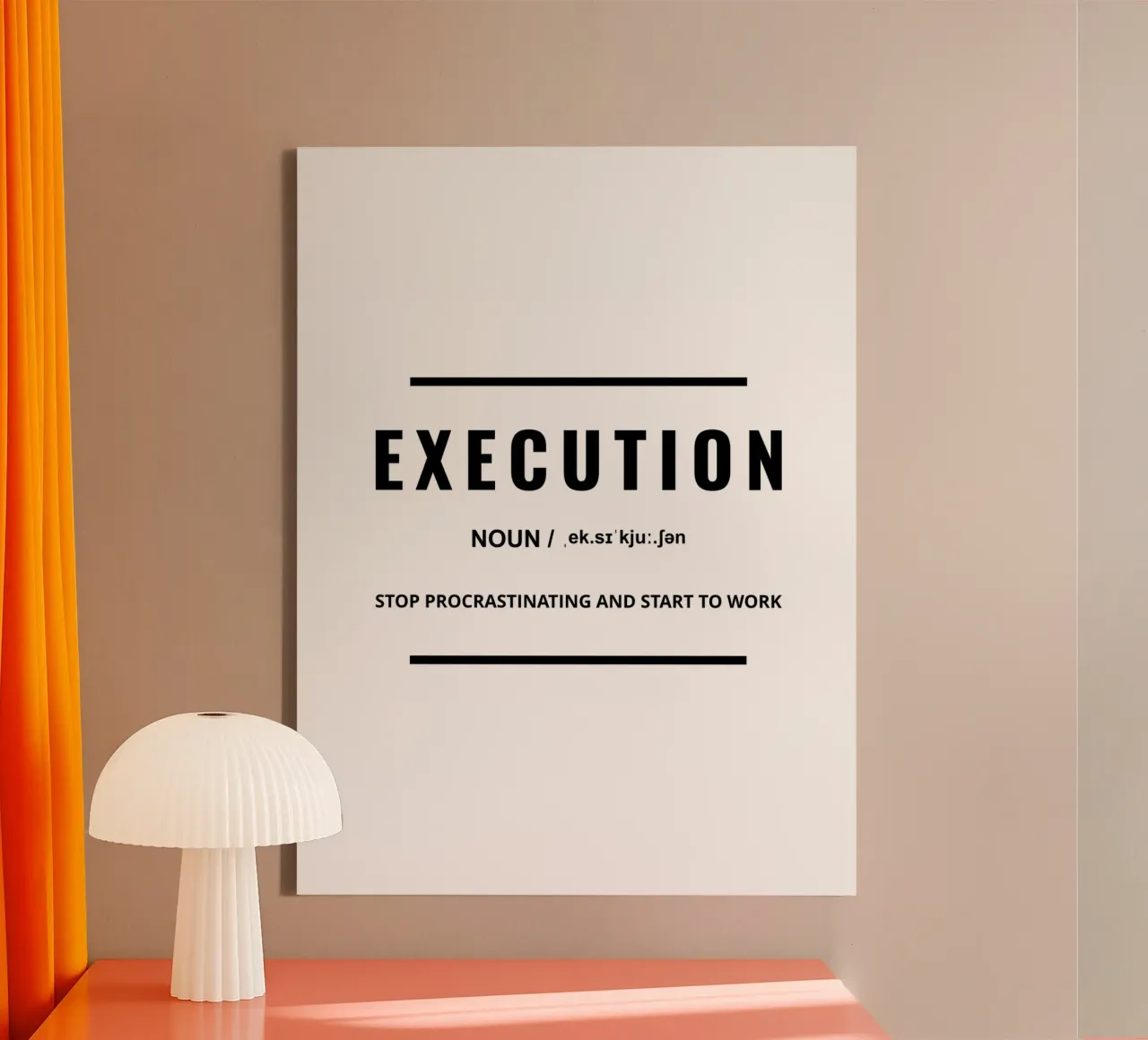 Execution Definition | Motivational Quote canvas with Floater frame by Inspirify
