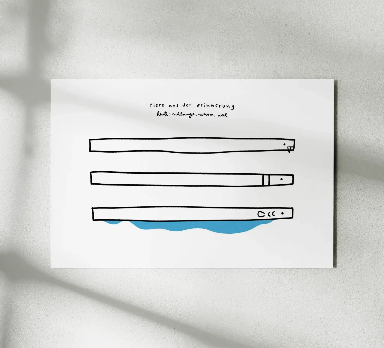 Animals from memory: snake, worm, eel alu-dibond by aucontraire