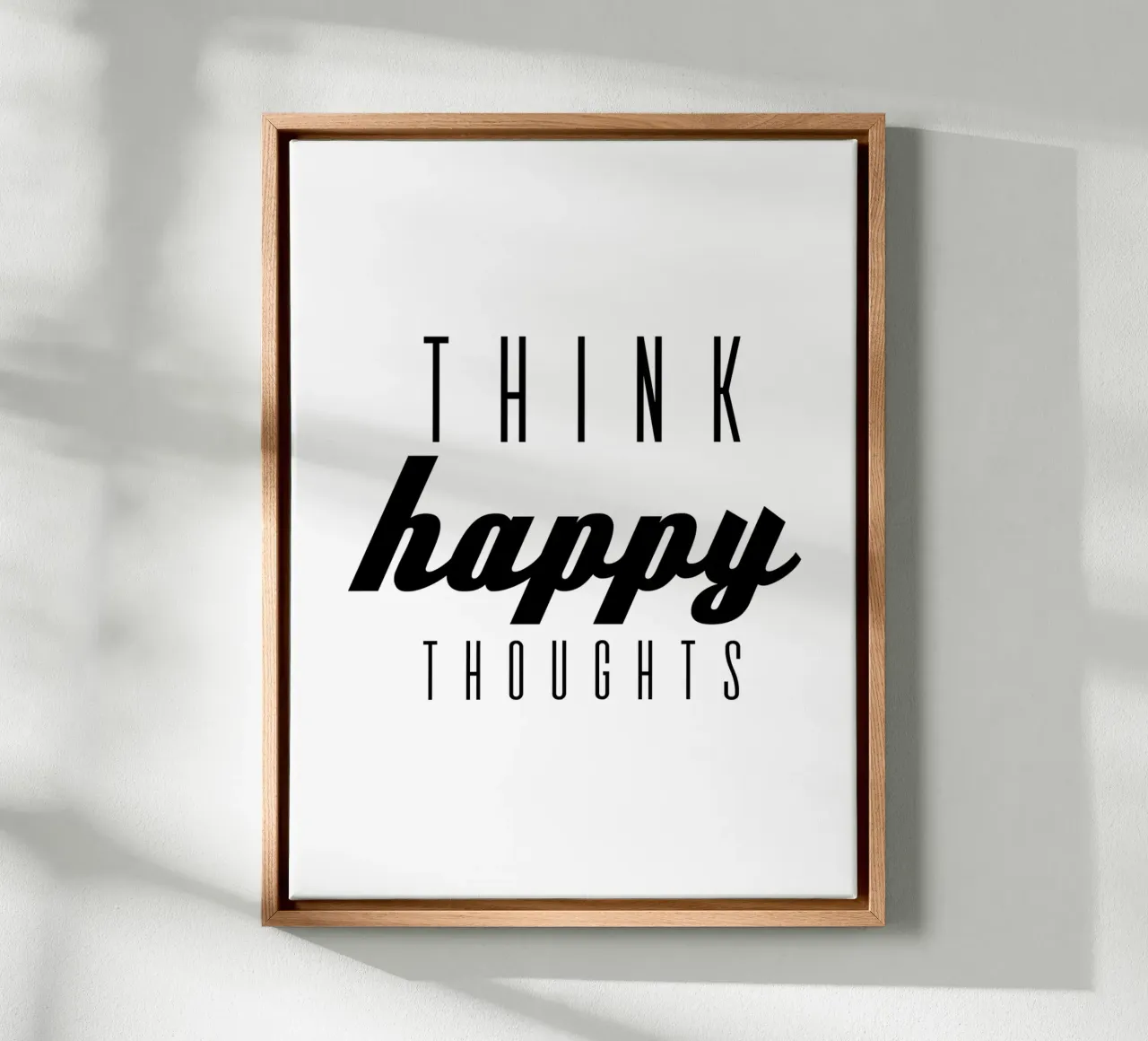 Think Happy Thoughts canvas with Floater frame by Inspirify