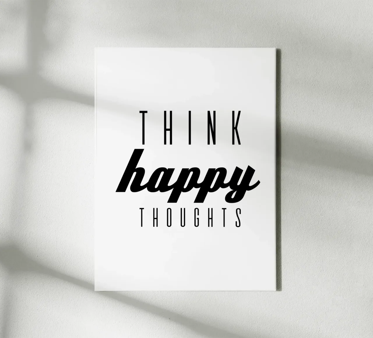 Think Happy Thoughts canvas with Floater frame by Inspirify