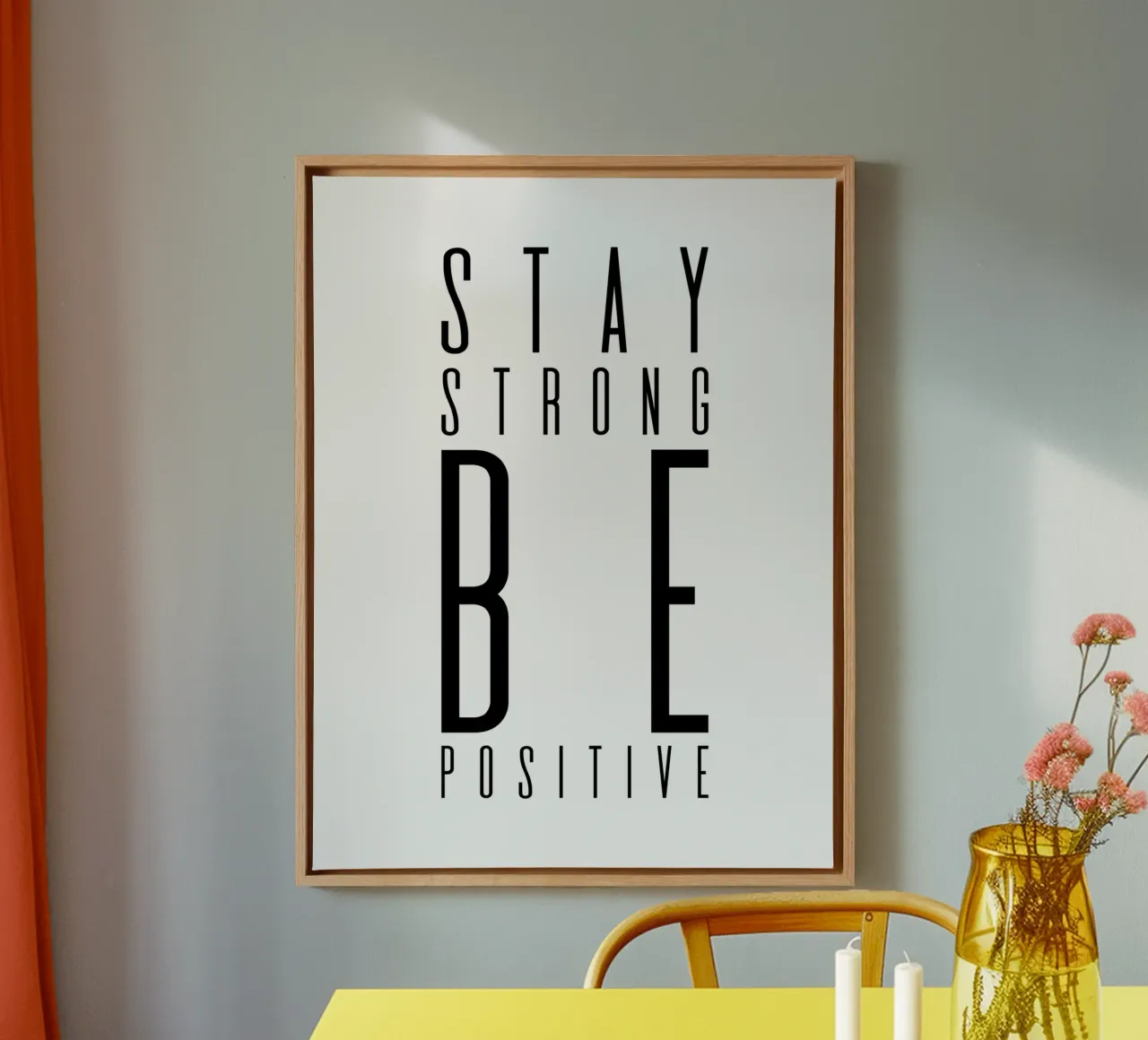 Blijf sterk Wees positief canvas met Baklijst van Inspirify