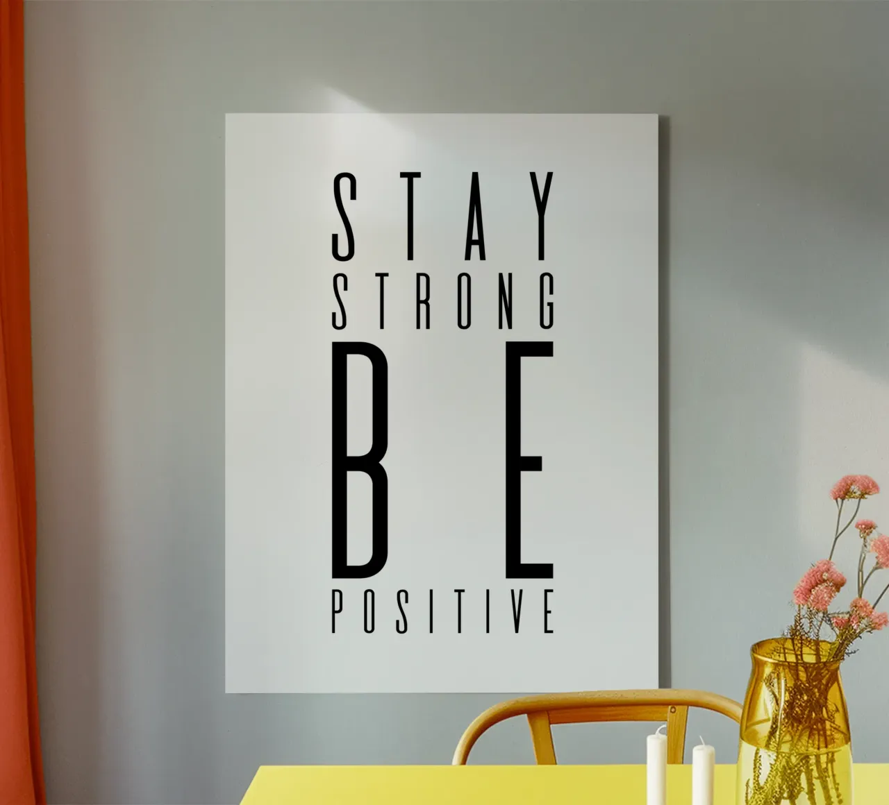 Blijf sterk Wees positief canvas met Baklijst van Inspirify