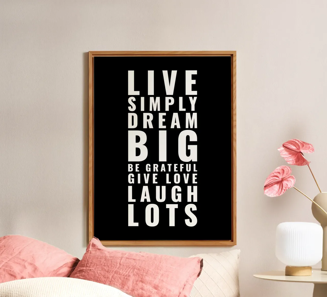 Vivere semplicemente Sognare in grande Essere grati Dare Ridere molto alluminio dibond da Inspirify