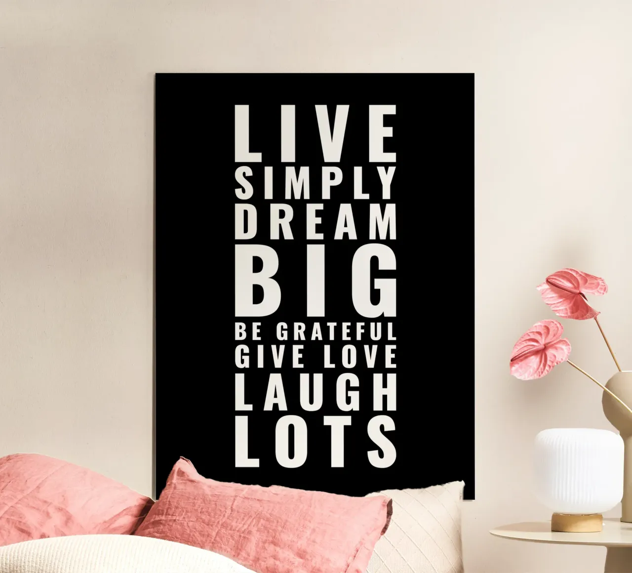 Vivere semplicemente Sognare in grande Essere grati Dare Ridere molto carta hahnemühle da Inspirify