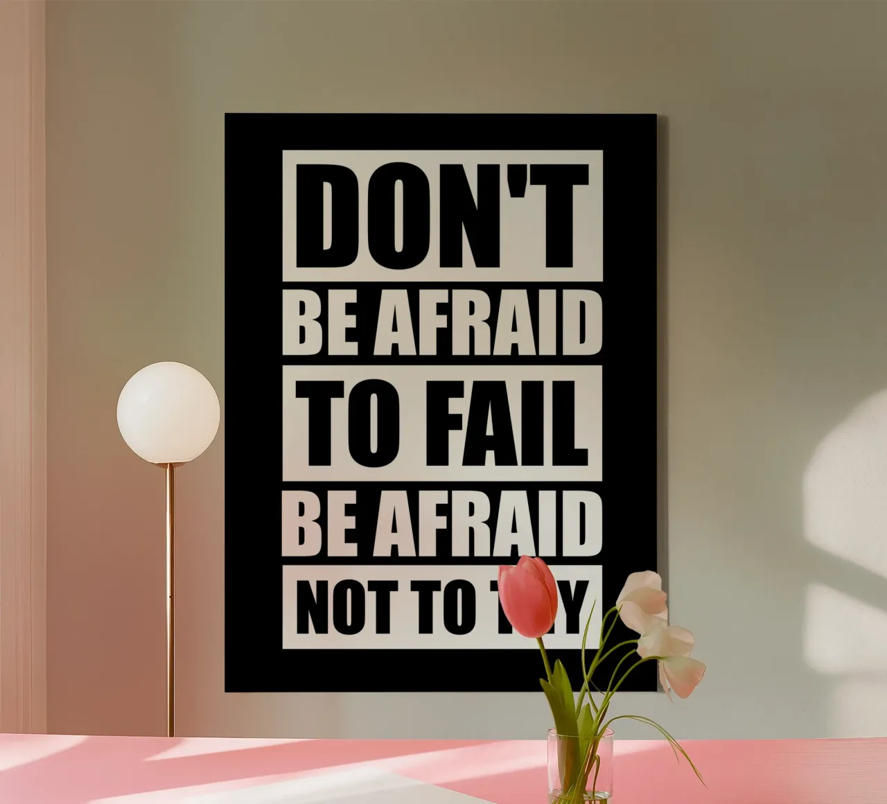Wees niet bang om te falen Wees bang om het niet te proberen canvas van Inspirify