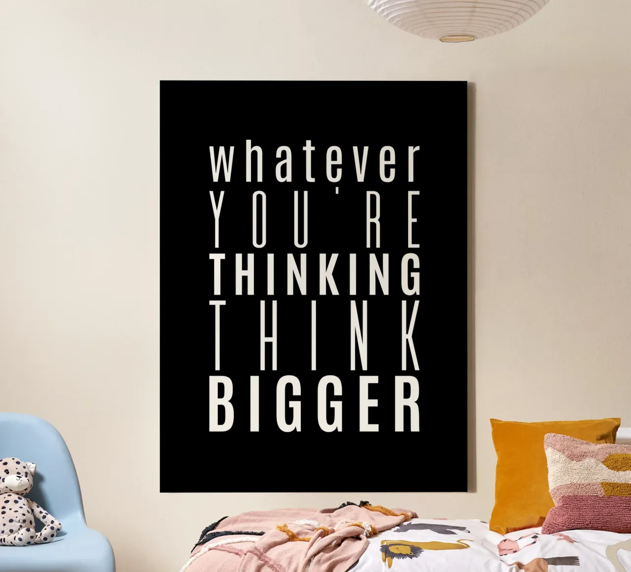 Whatever You're Thinking Think Bigger canvas with Floater frame by Inspirify