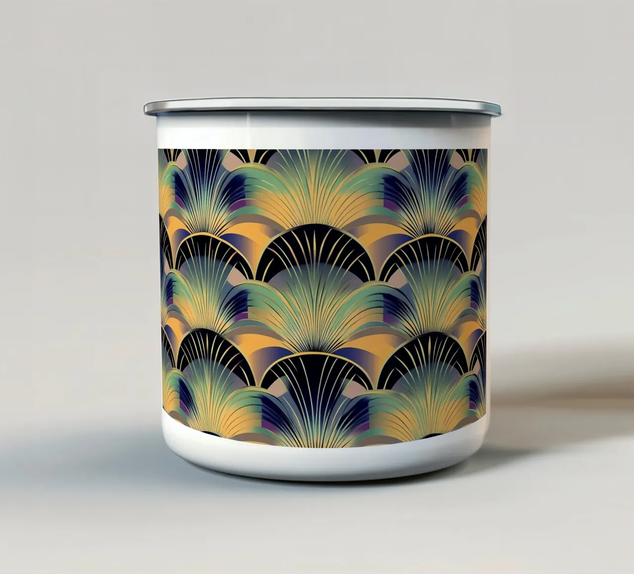 Art Deco "Architectural Beauty" enamel mug by Golden Era