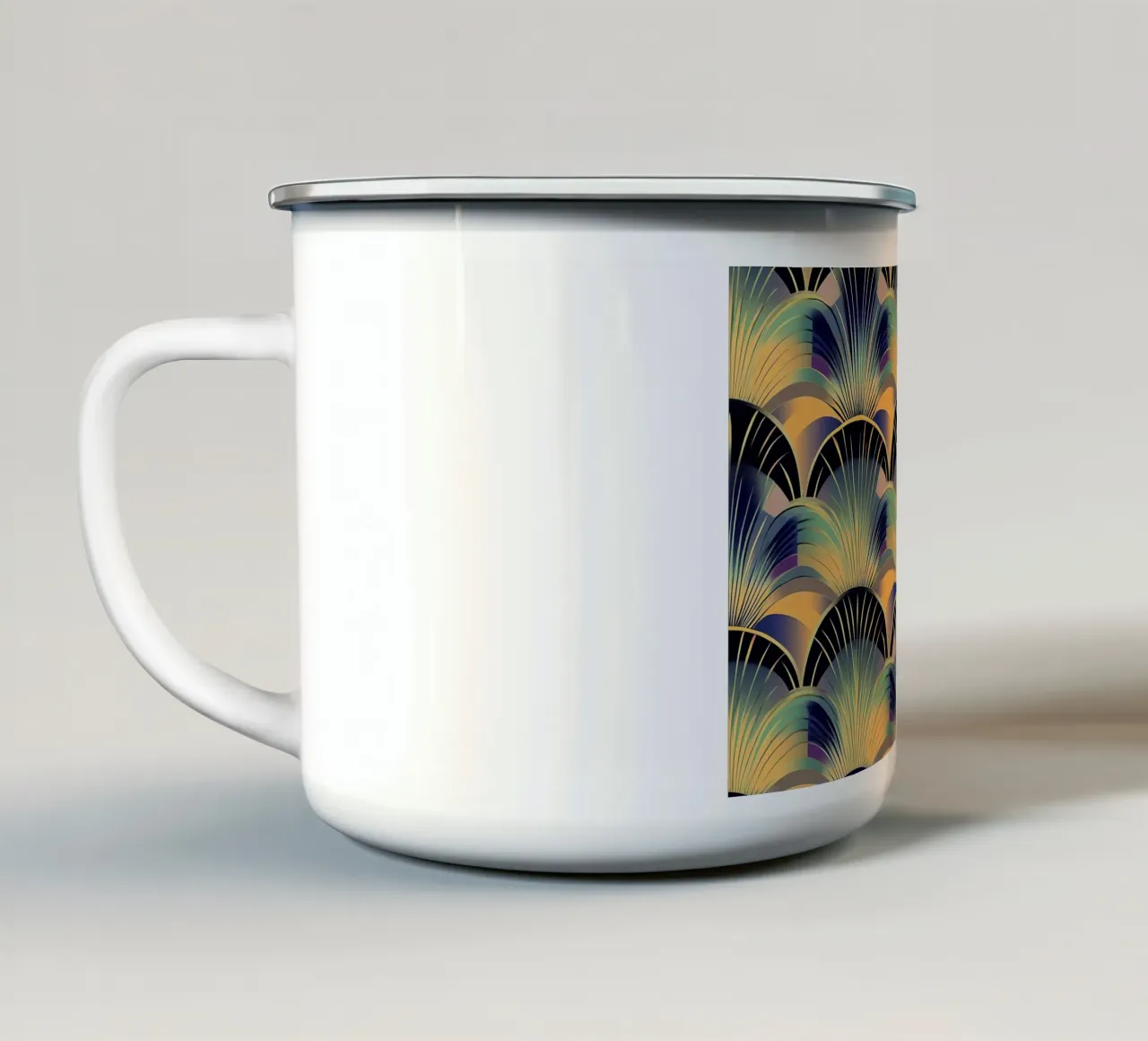 Art Deco "Architectural Beauty" enamel mug by Golden Era