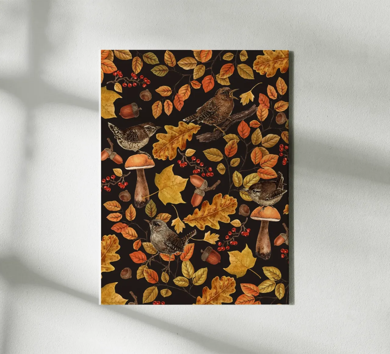 Foglie d'autunno, bacche, funghi e scriccioli tela con Cornice a cassetta da Painted Nature
