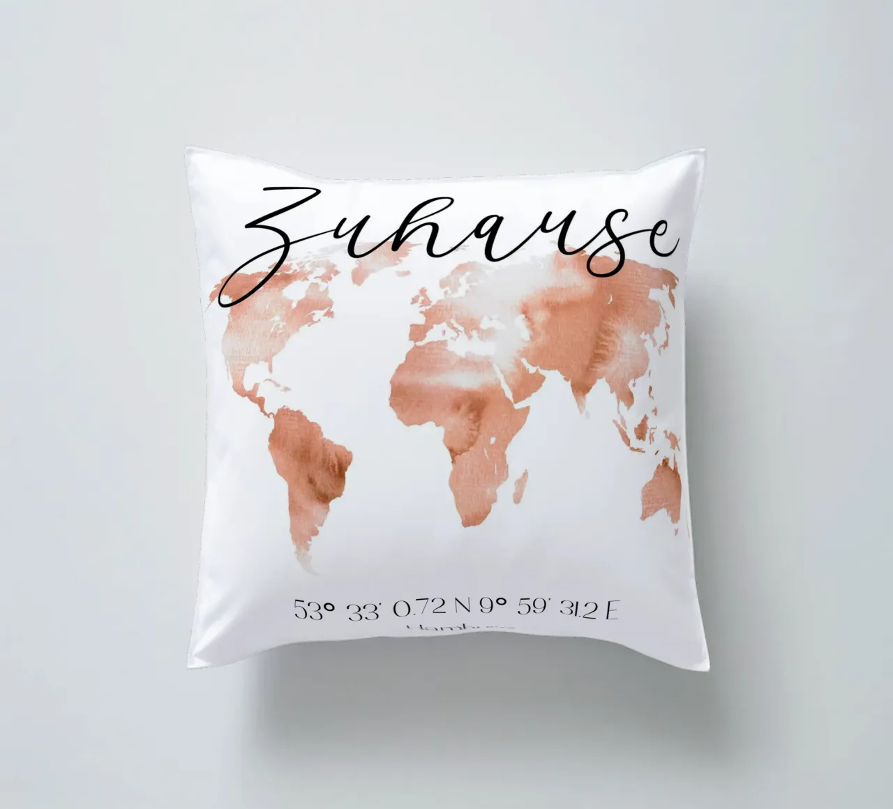 Zuhause Welt mit Koordinaten kussen van WORTSPIEL