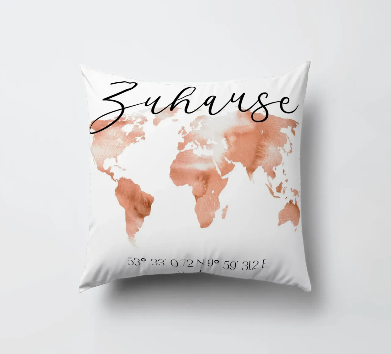 Zuhause Welt mit Koordinaten kussen van WORTSPIEL