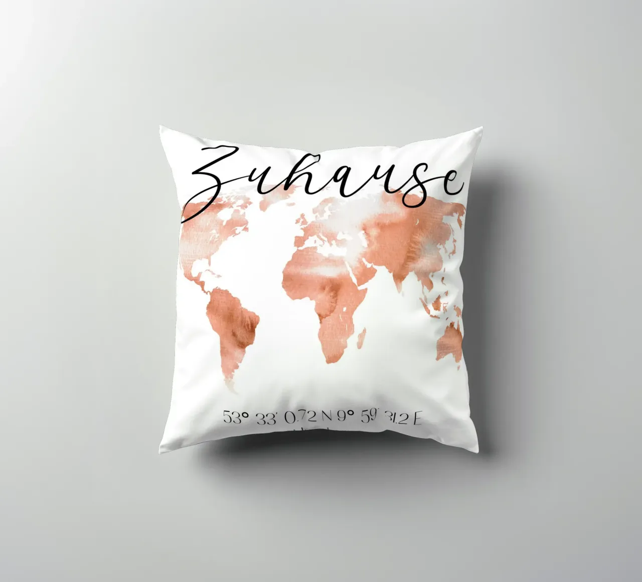 Zuhause Welt mit Koordinaten kussen van WORTSPIEL