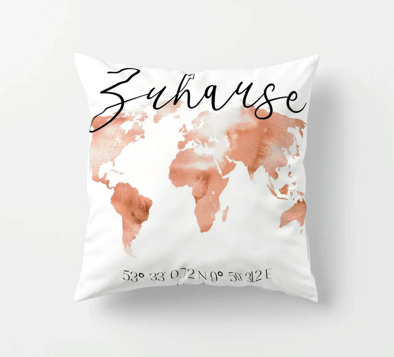 Zuhause Welt mit Koordinaten kussen van WORTSPIEL