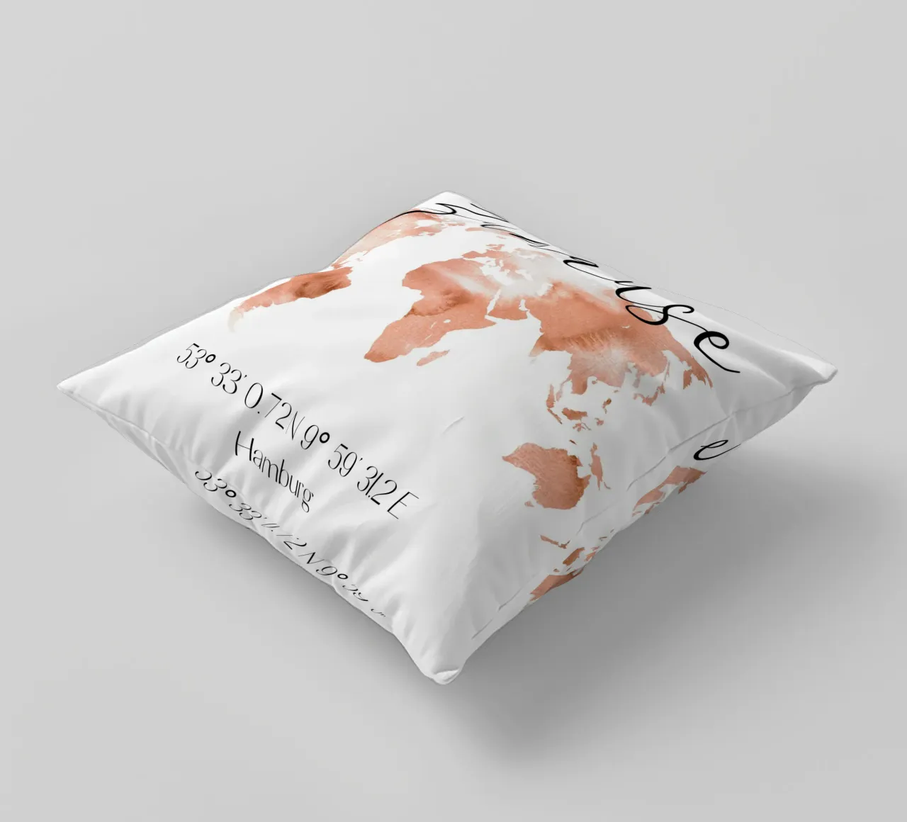 Zuhause Welt mit Koordinaten kussen van WORTSPIEL