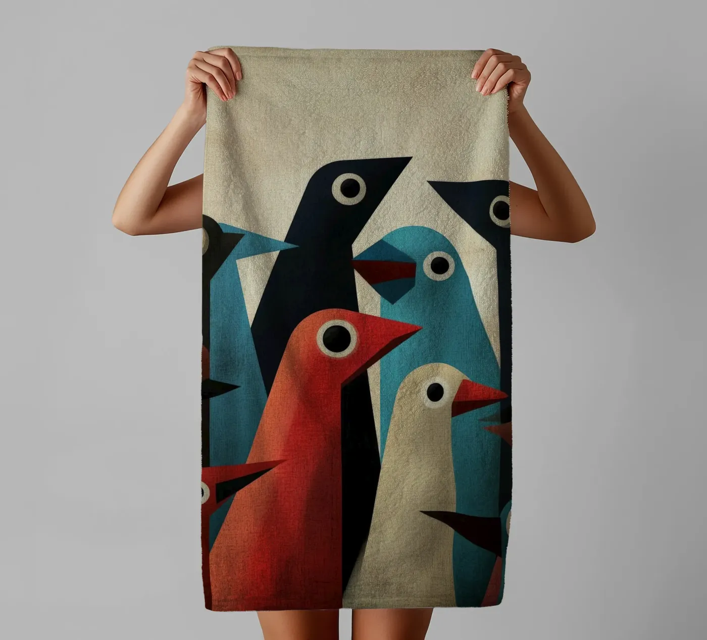 Pecking 2 badhanddoek van Art Unleashed