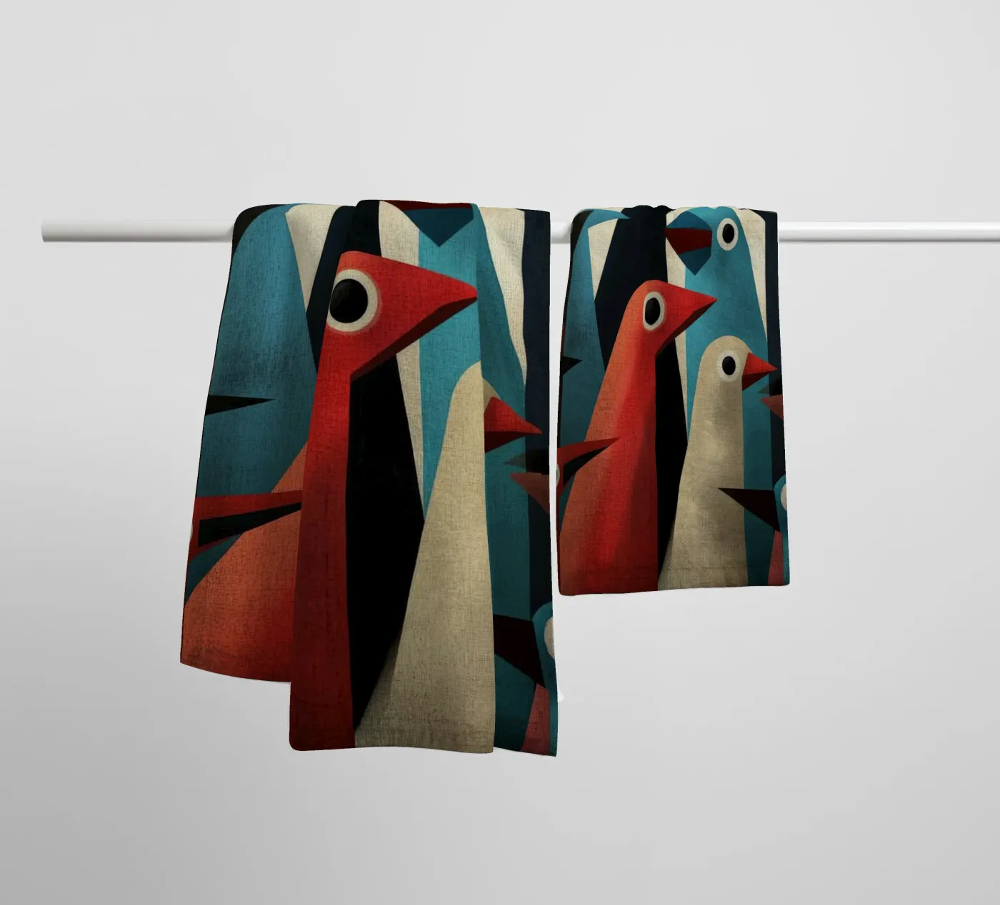 Pecking 2 badhanddoek van Art Unleashed