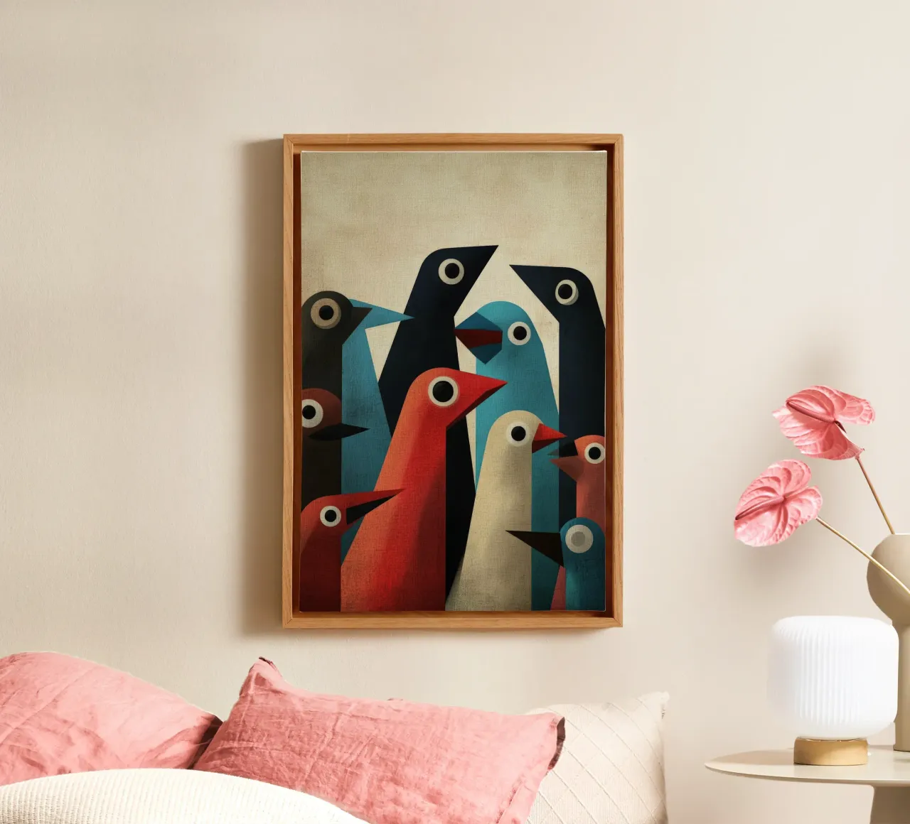Pecking 2 tela con Cornice a cassetta da Art Unleashed