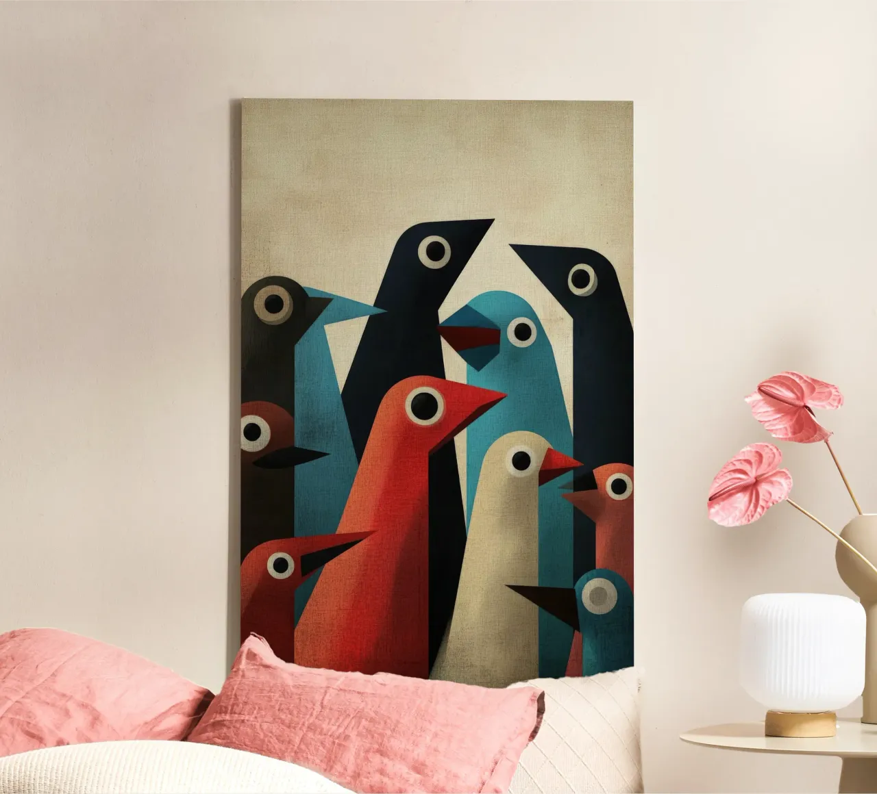 Pecking 2 tela con Cornice a cassetta da Art Unleashed