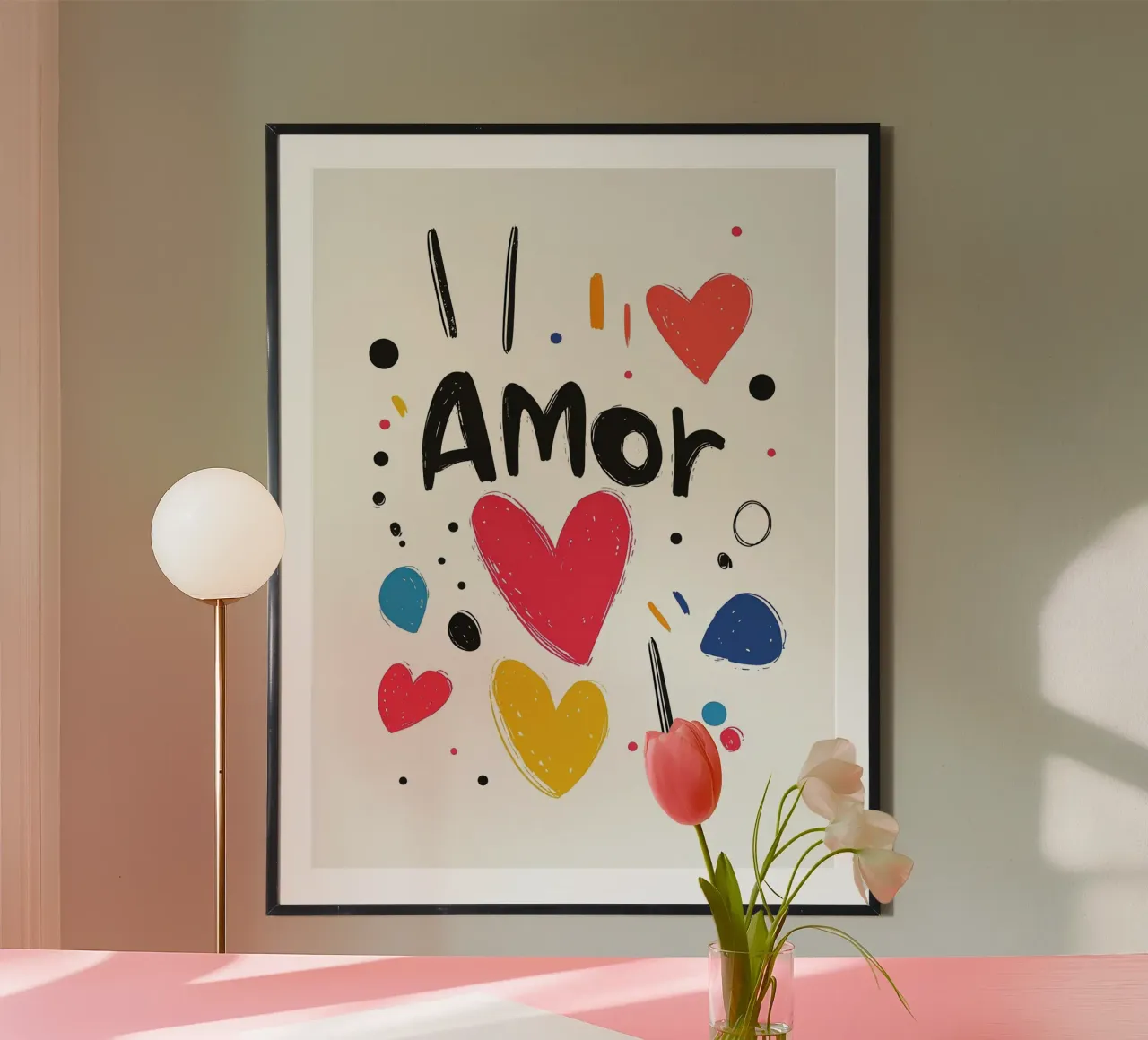 Amor poster con telaio in alluminio da Art Typo Essentiel