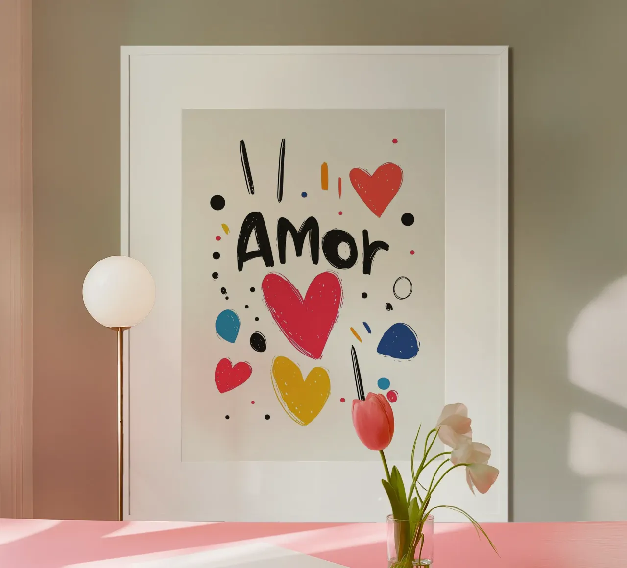 Amor poster con telaio in alluminio da Art Typo Essentiel