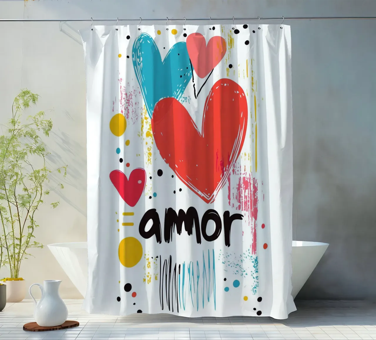 Amore colorato tenda da doccia da Art Typo Essentiel