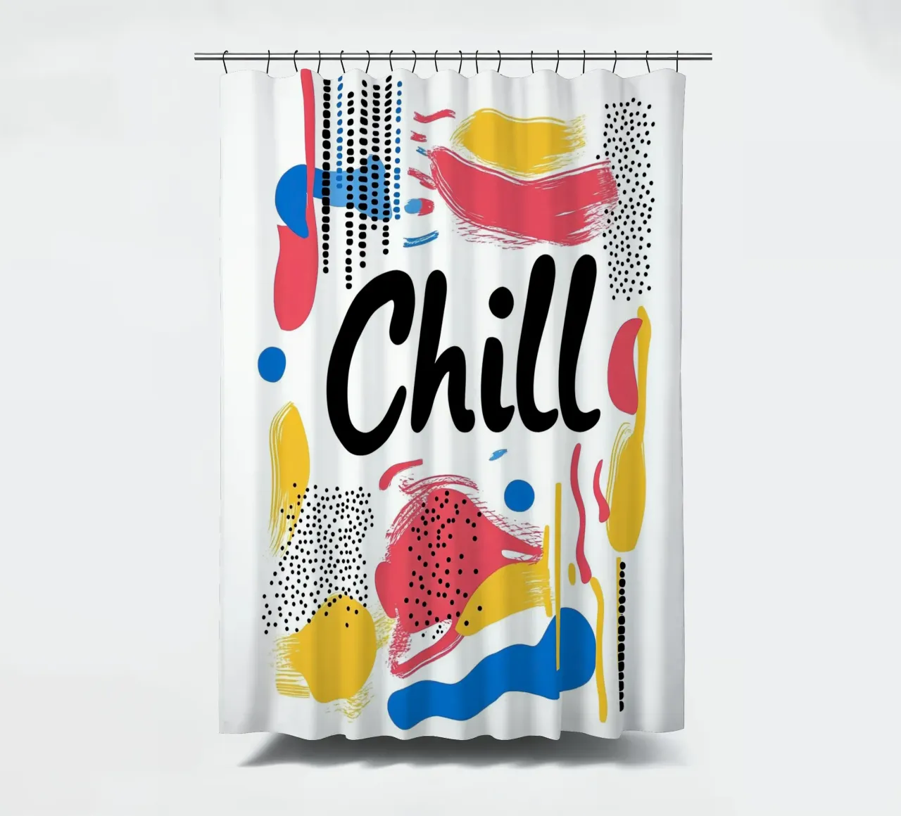 Chill" graphic relaxation shower curtain by Art Typo Essentiel