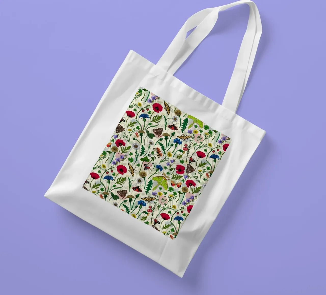 Wild flowers and moths tote bag by Painted Nature