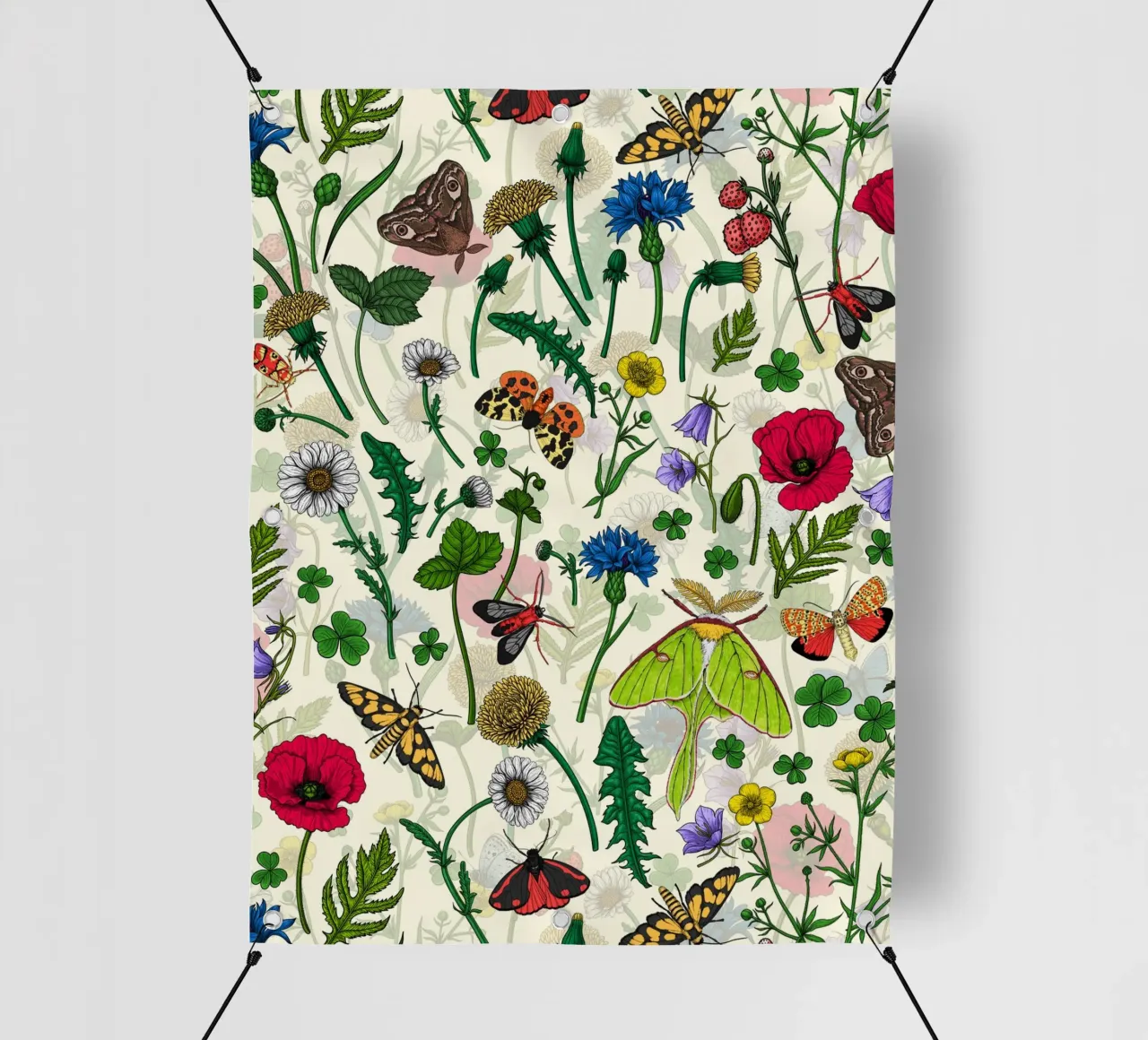 Wild flowers and moths pvc cover by Painted Nature