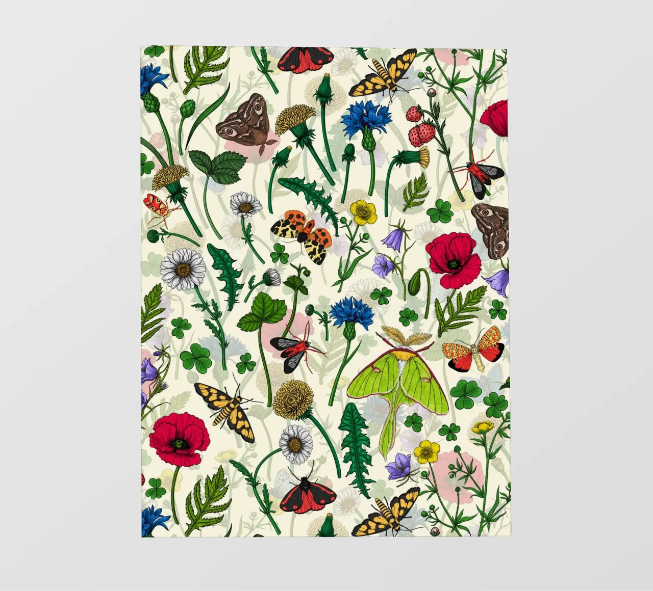 Wild flowers and moths pvc cover by Painted Nature