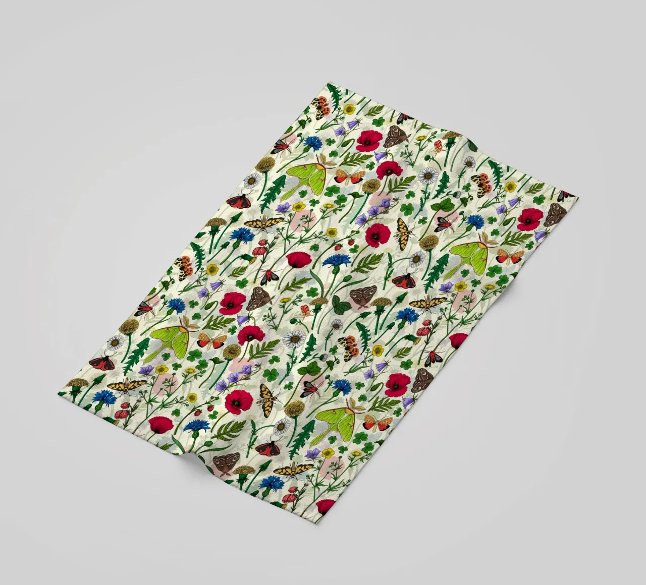 Wild flowers and moths beach towel by Painted Nature