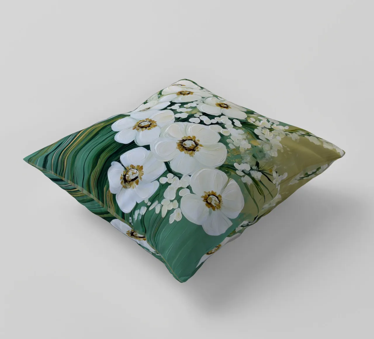 I fiori bianchi con sfondo verde cuscino da Imagine