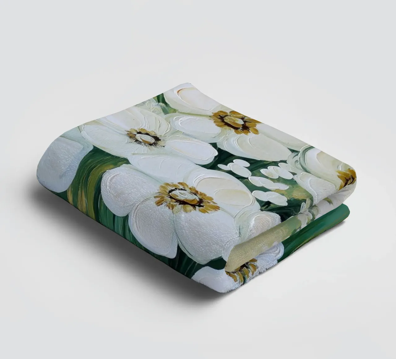 I fiori bianchi con sfondo verde asciugamano da bagno da Imagine