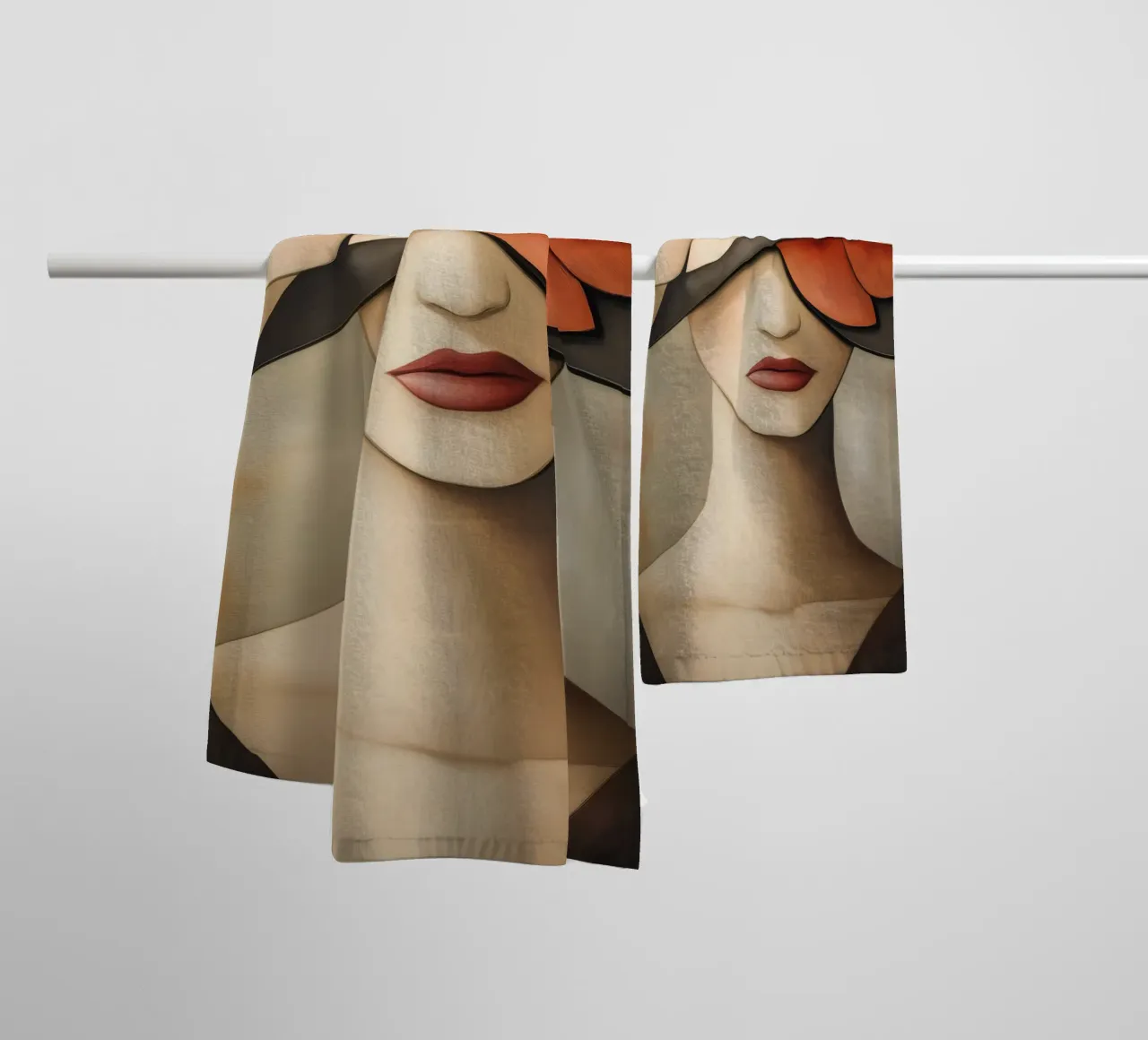 Portrait de femme avec des fleurs serviette de bain de Imagine