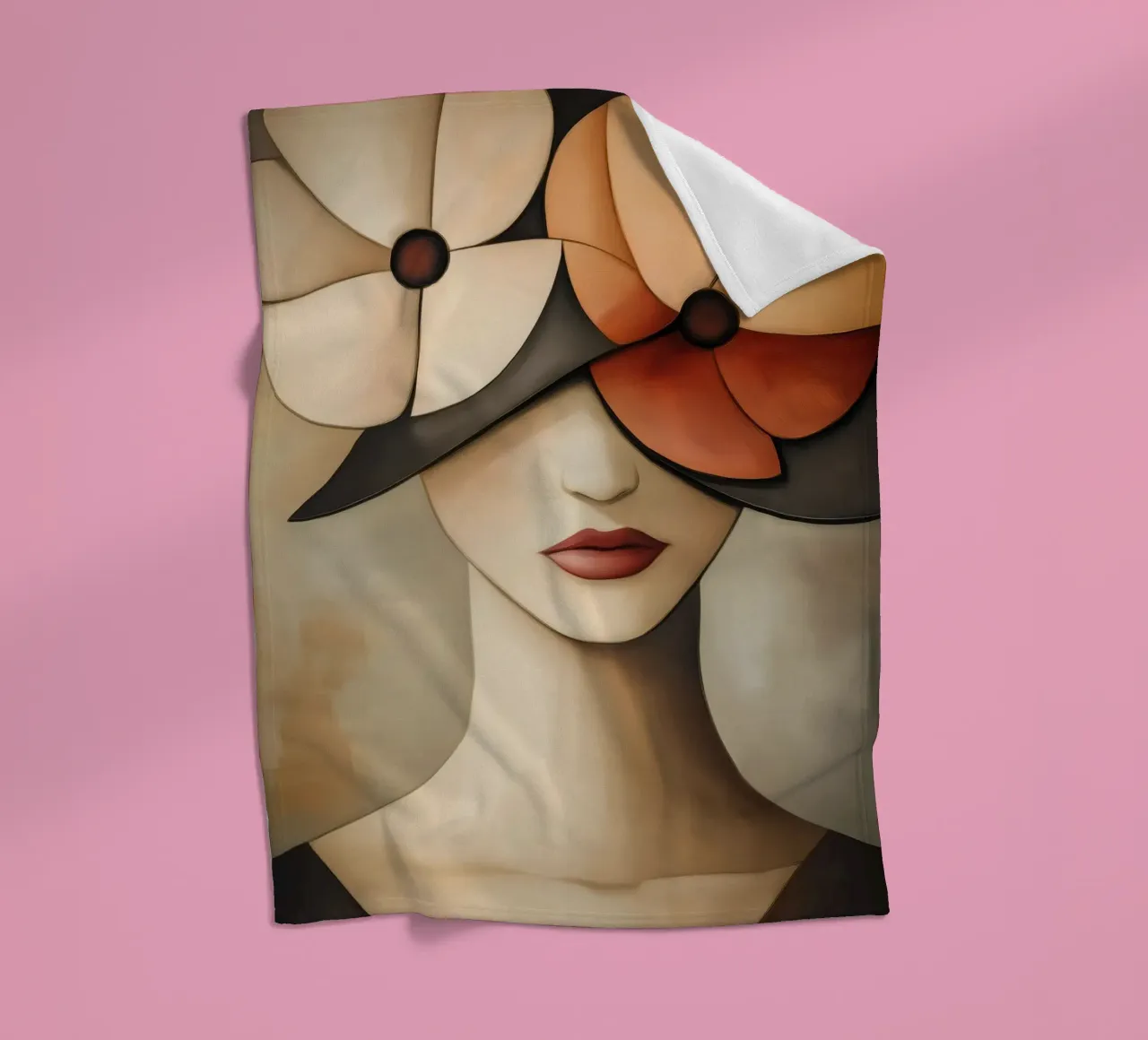 Ritratto femminile con fiori coperta in pile da Imagine