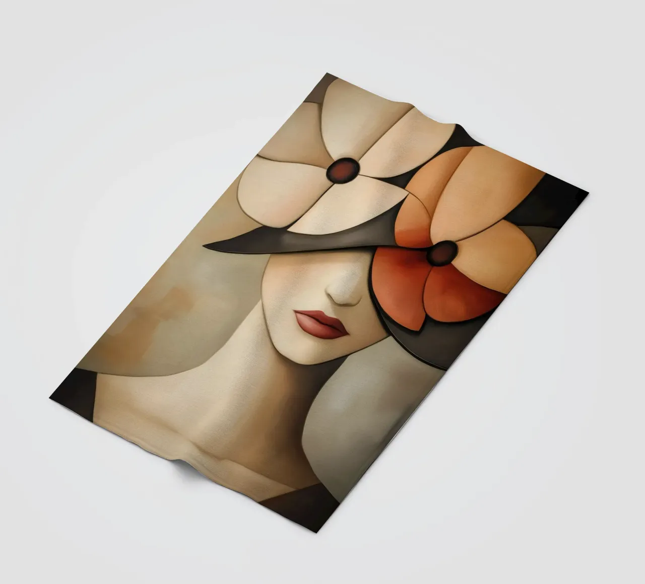 Ritratto femminile con fiori coperta in pile da Imagine