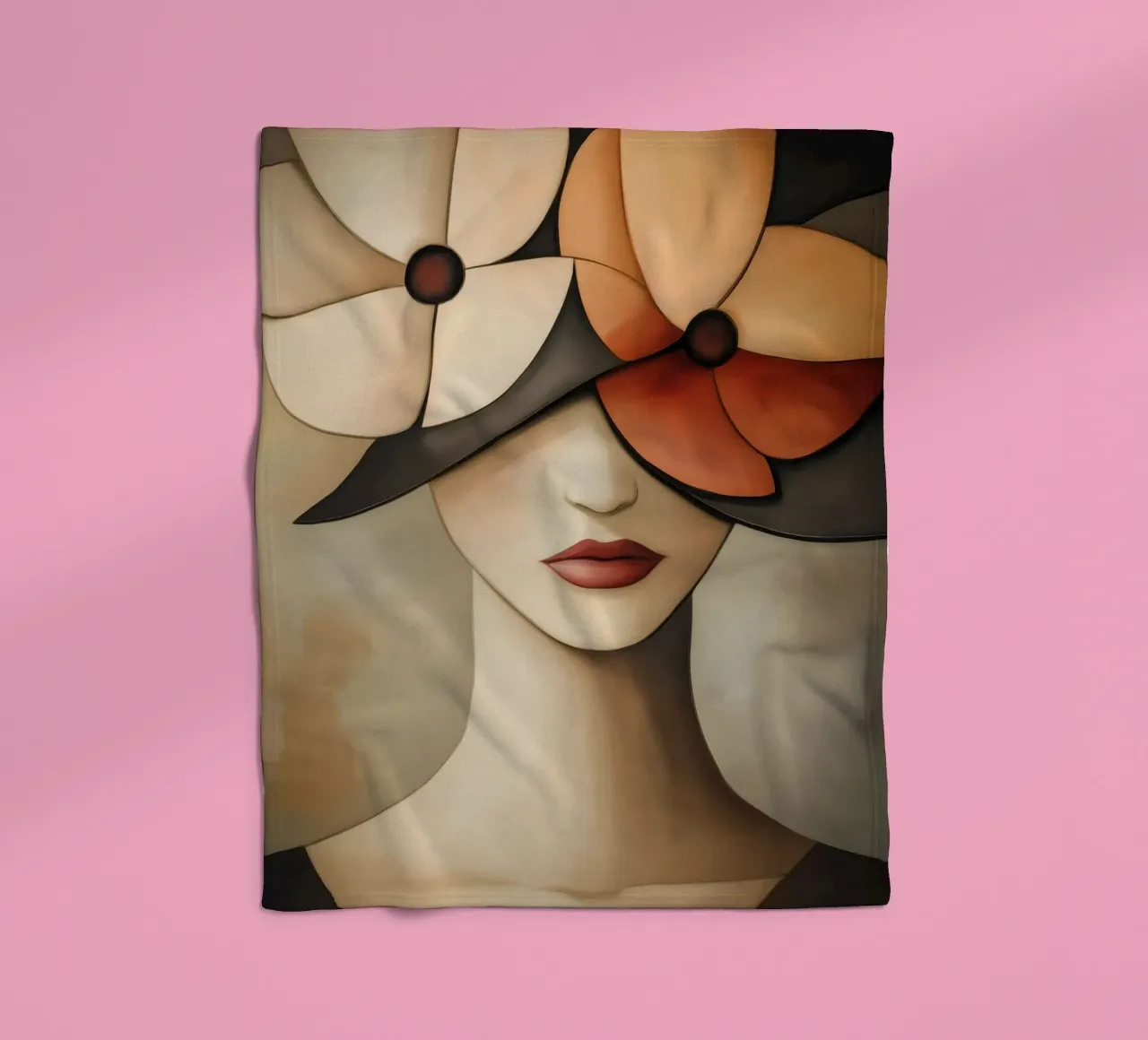 Ritratto femminile con fiori coperta in pile da Imagine