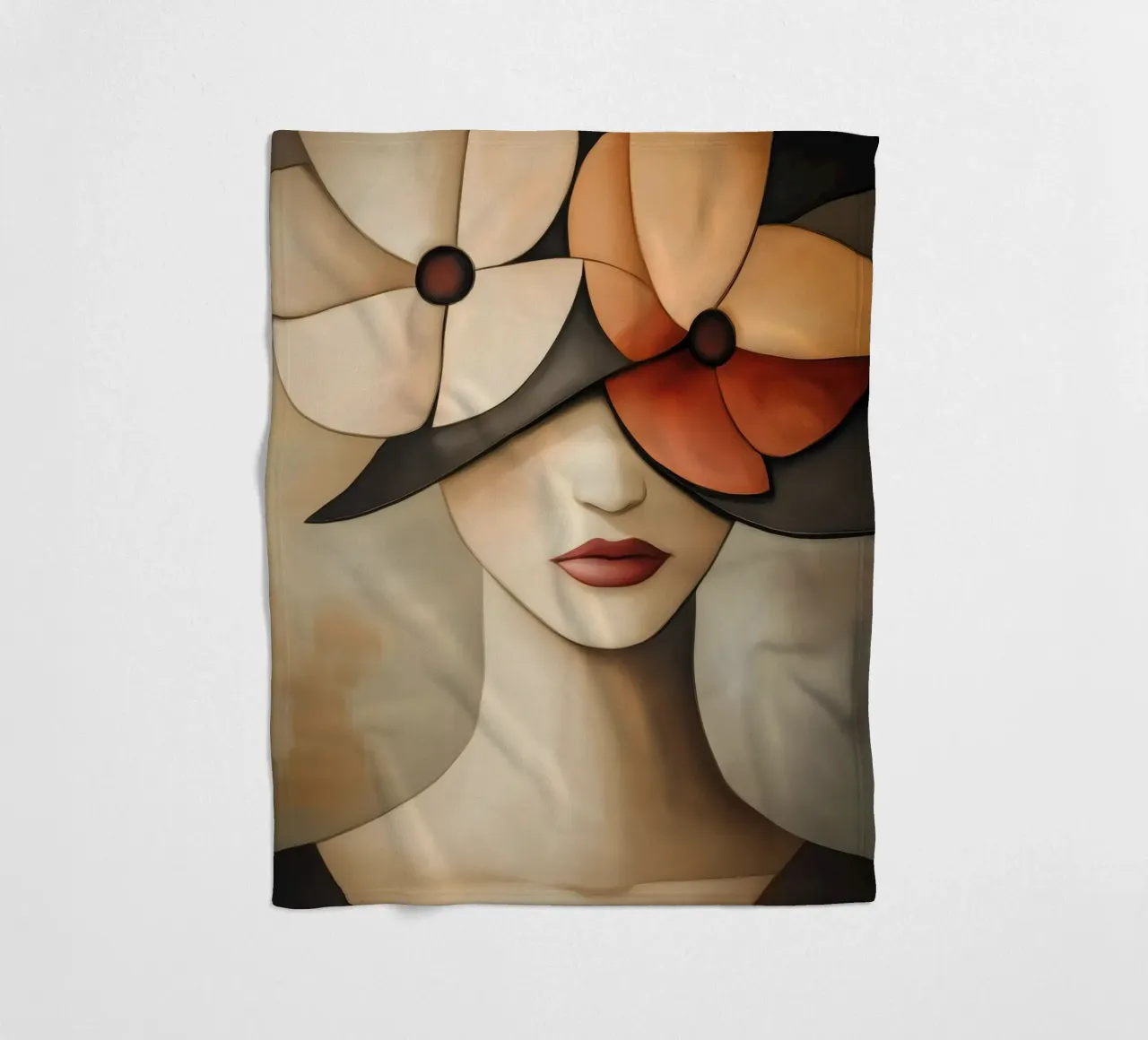 Ritratto femminile con fiori coperta in pile da Imagine