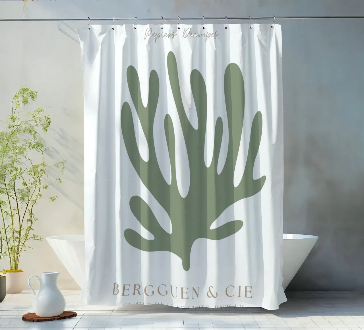Sage Green Henri Matisse Print , Sage Green Art, Abstract Duschvorhang von pdigitalprints