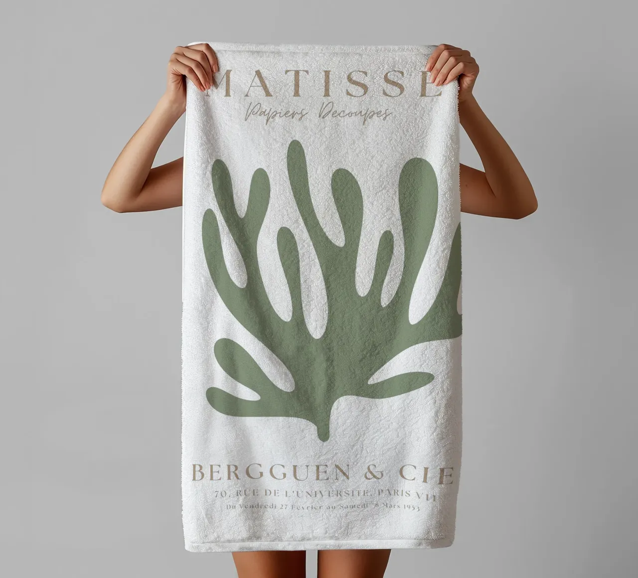 Sage Green Henri Matisse Print , Sage Green Kunst, Abstract badhanddoek van pdigitalprints