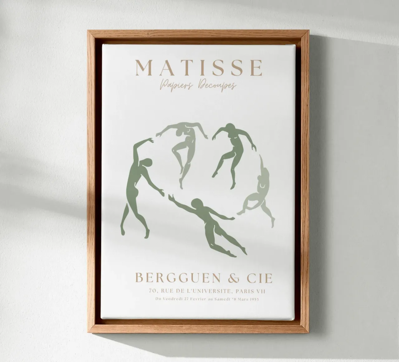 Sage Green Henri Matisse Print, Sage Green Kunst, Abstract canvas met Baklijst van pdigitalprints