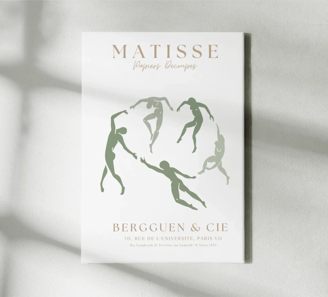 Sage Green Henri Matisse Print, Sage Green Kunst, Abstract canvas met Baklijst van pdigitalprints