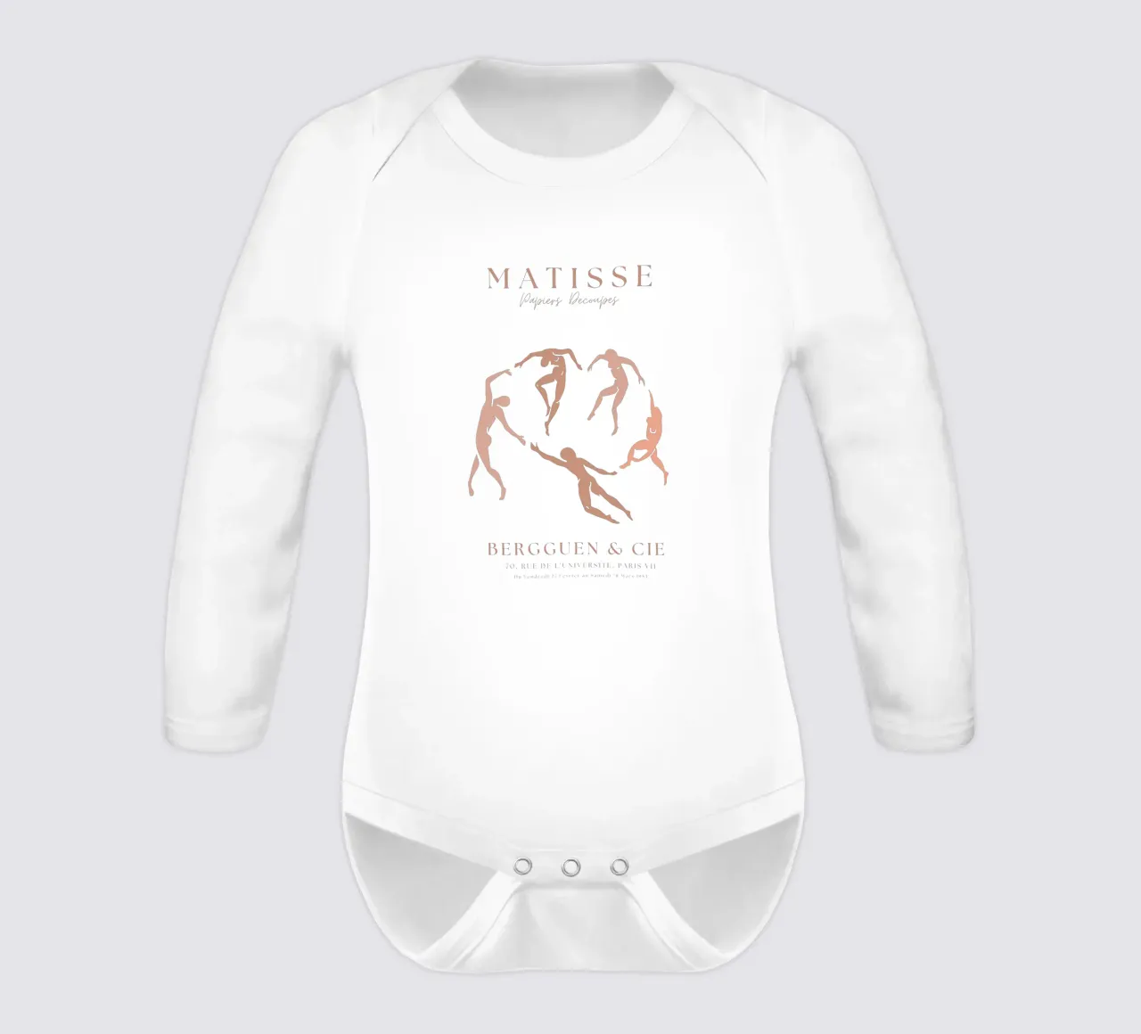 Beige Matisse Art ,Manifesto neutro della mostra Henri Matisse body neonato maniche lunghe da pdigitalprints