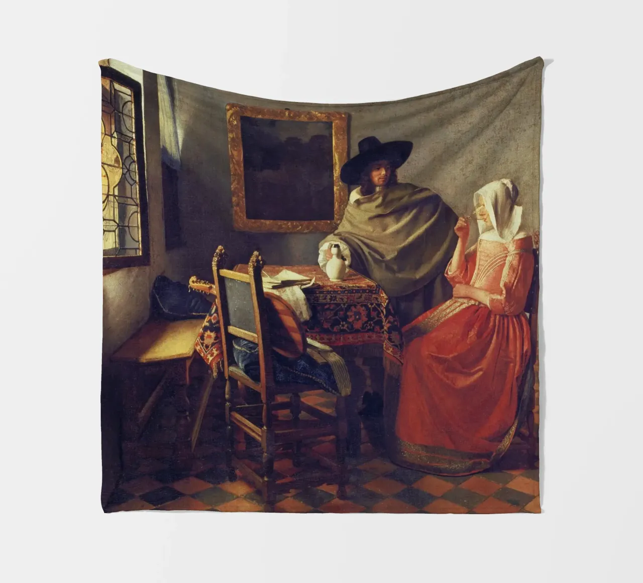 Vermeer - Das Glas Wein Fleecedecke von ARTOTHEK