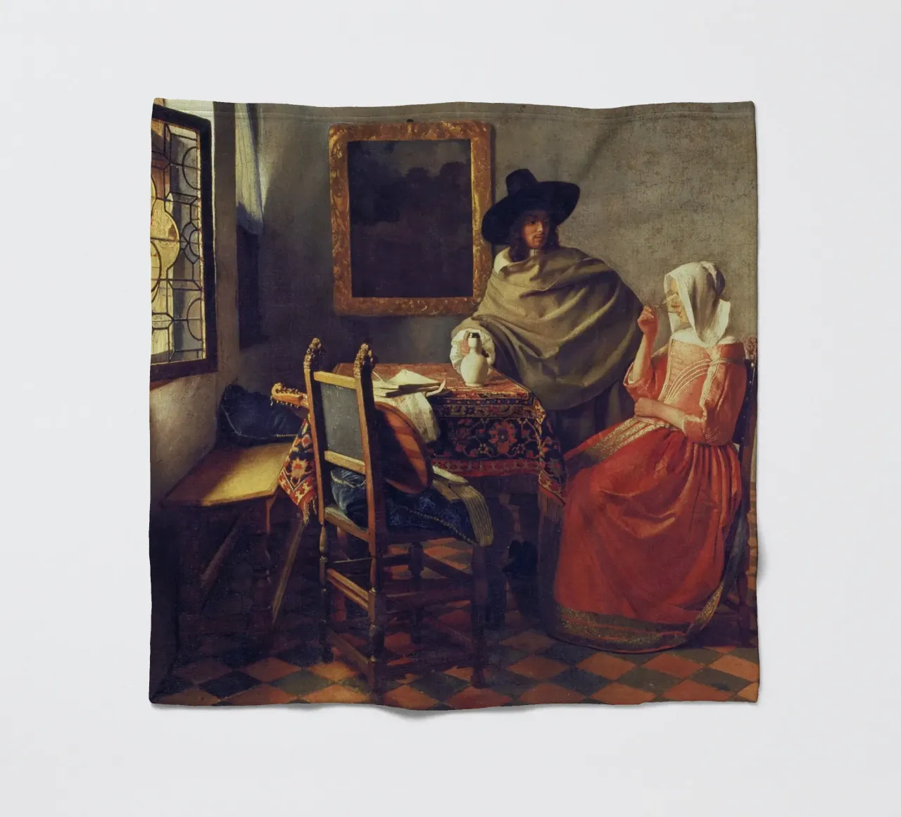 Vermeer - Das Glas Wein Fleecedecke von ARTOTHEK