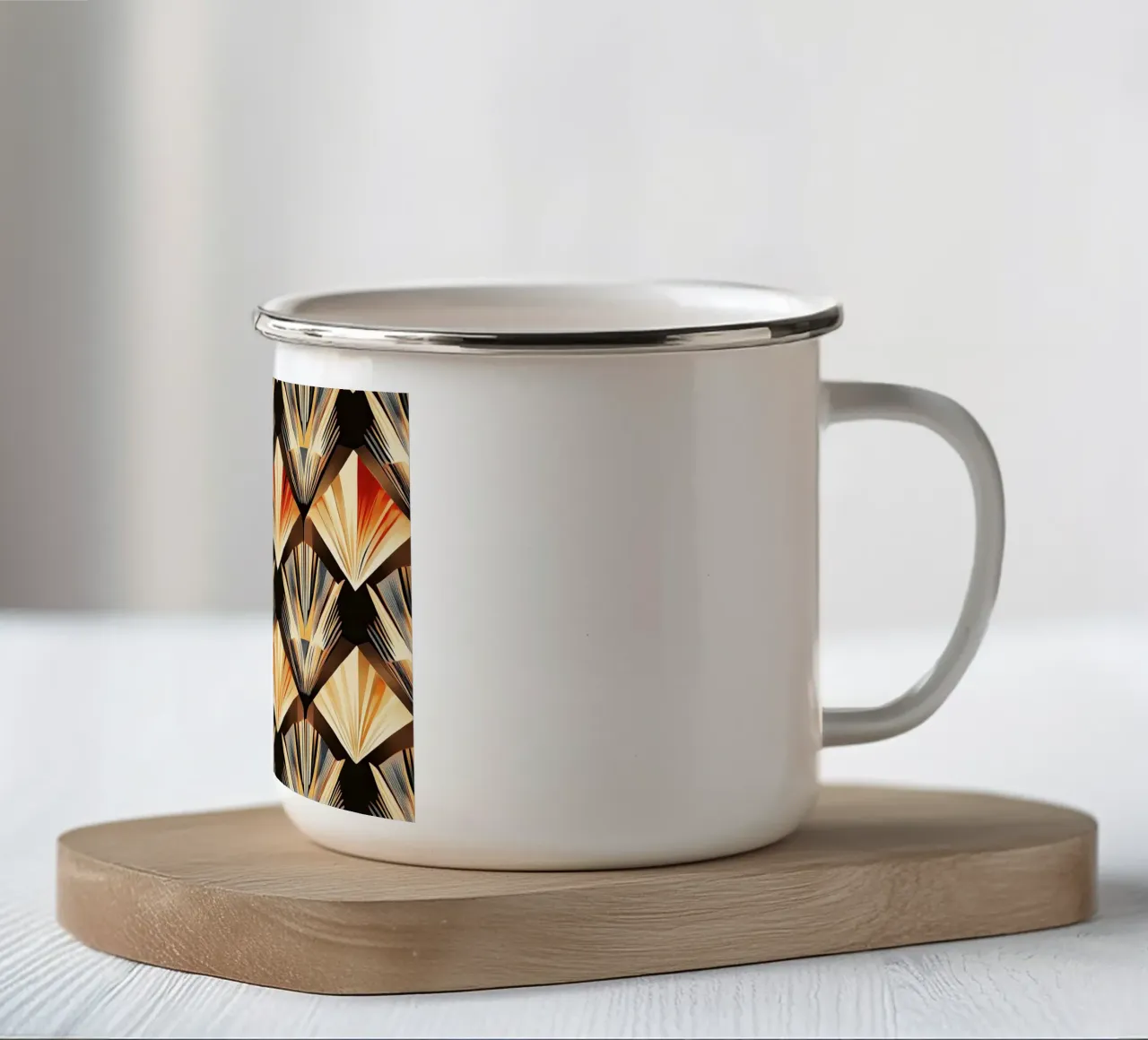 Art Deco "Lustrous Visions" tazza in smalto da Golden Era