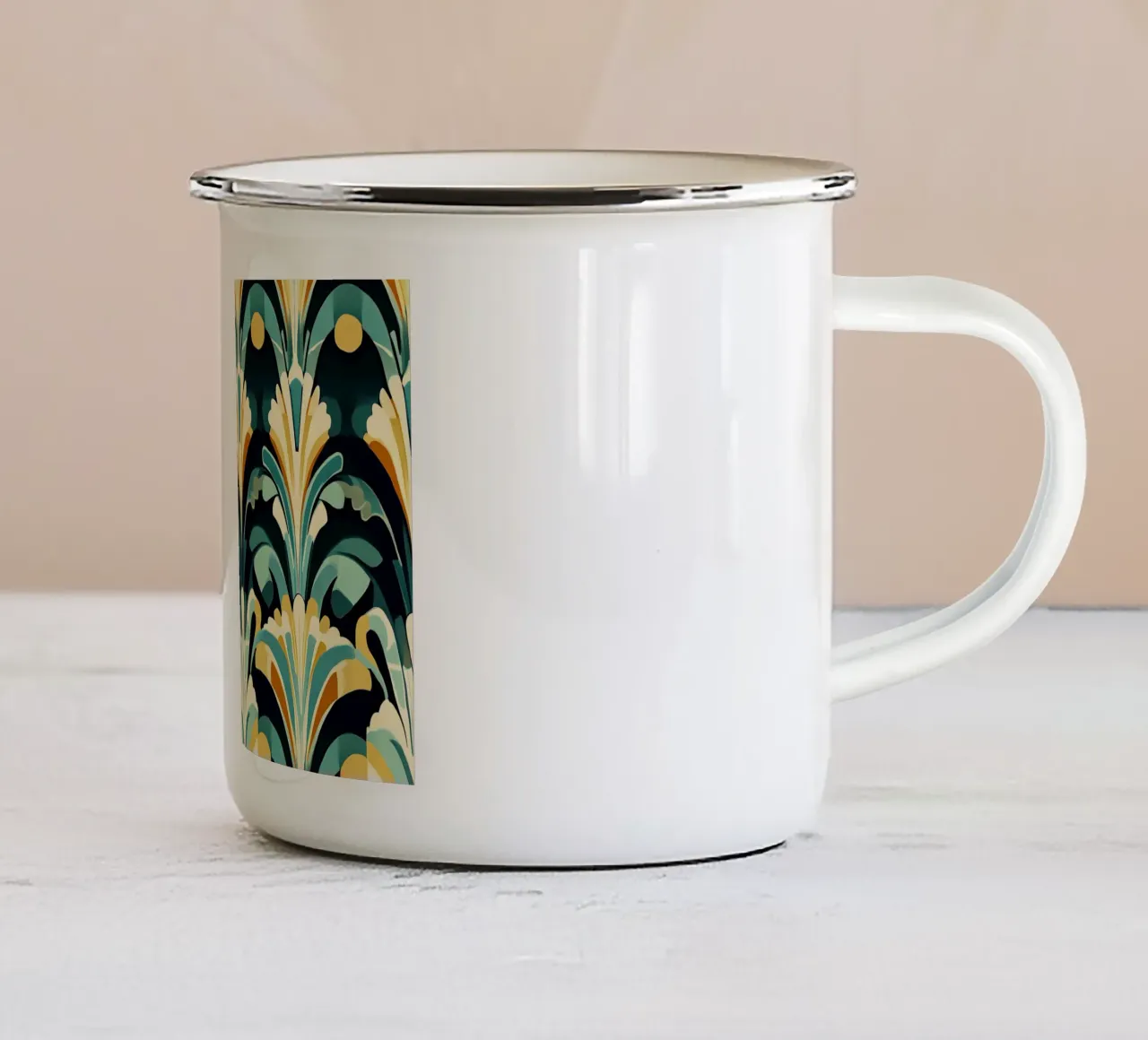 Art Deco "Stylized Splendor" tazza in smalto da Golden Era