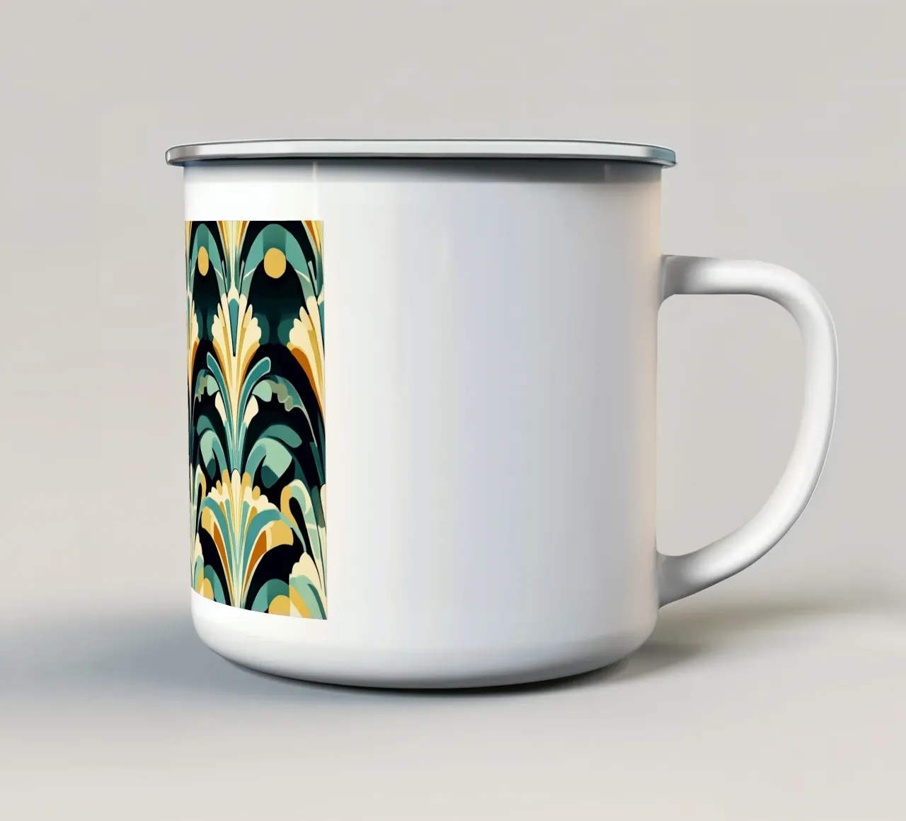 Art Deco "Stylized Splendor" tazza in smalto da Golden Era