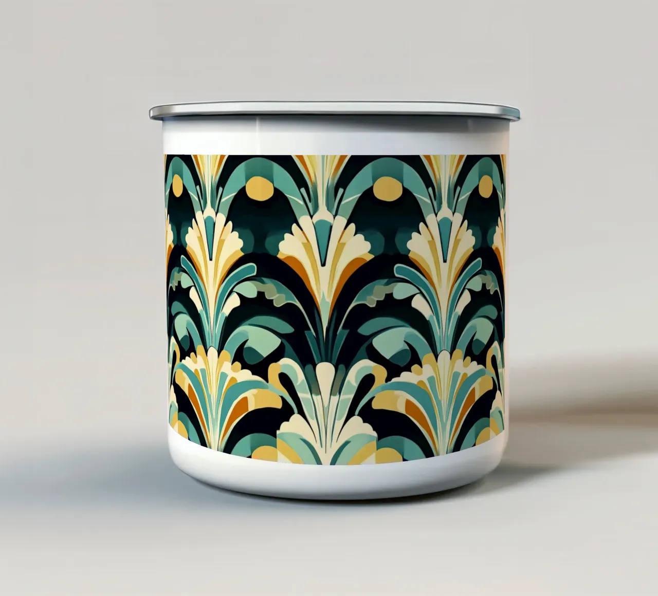 Art Deco "Stylized Splendor" tazza in smalto da Golden Era