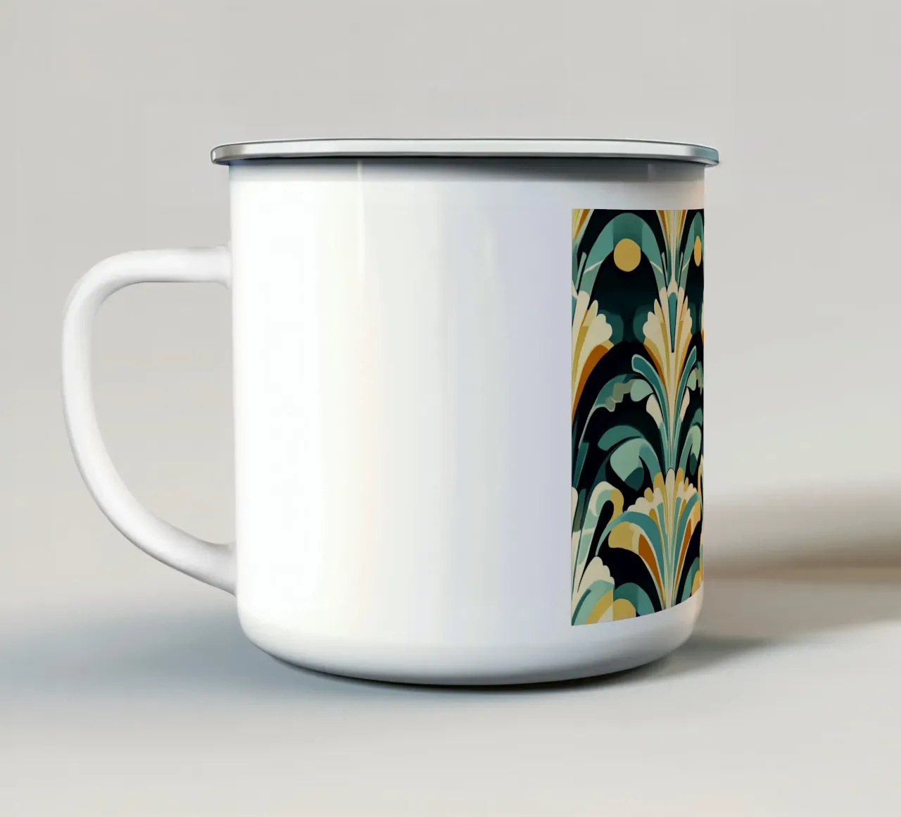 Art Deco "Stylized Splendor" tazza in smalto da Golden Era
